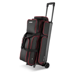 VEVOR Bowling Ball Bag, 3 Ball Double Roller Bowling Bag with Wheels, Featuring a Separate Compartment for Shoes (Up To US Size 16) & Oversized Accessory Pocket, Retractable Handle Extends to 41.34 in