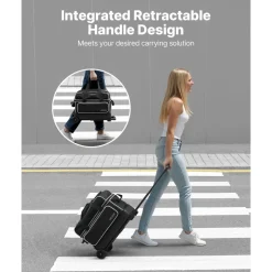 VEVOR Bowling Ball Bag, 3 Ball Double Roller Bowling Bag with Wheels, Featuring a Separate Compartment for Shoes (Up To US Size 16) & Oversized Accessory Pocket, Retractable Handle Extends to 41.34 in