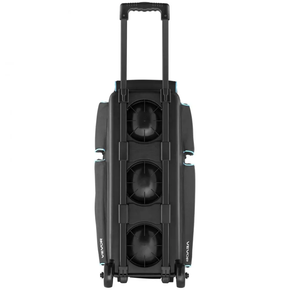 VEVOR Bowling Ball Bag, 3 Ball Double Roller Bowling Bag with Wheels, Featuring a Separate Compartment for Shoes (Up To US Size 16) & Oversized Accessory Pocket, Retractable Handle Extends to 41.34 in