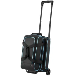 VEVOR Bowling Ball Bag, 2 Ball Double Roller Bowling Bag with Wheels, Featuring a Separate Compartment for Shoes (Up To US Size 16) & Oversized Accessory Pocket, Retractable Handle Extends to 41.32 in