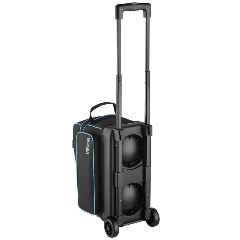 VEVOR Bowling Ball Bag, 2 Ball Double Roller Bowling Bag with Wheels, Featuring a Separate Compartment for Shoes (Up To US Size 16) & Oversized Accessory Pocket, Retractable Handle Extends to 41.32 in