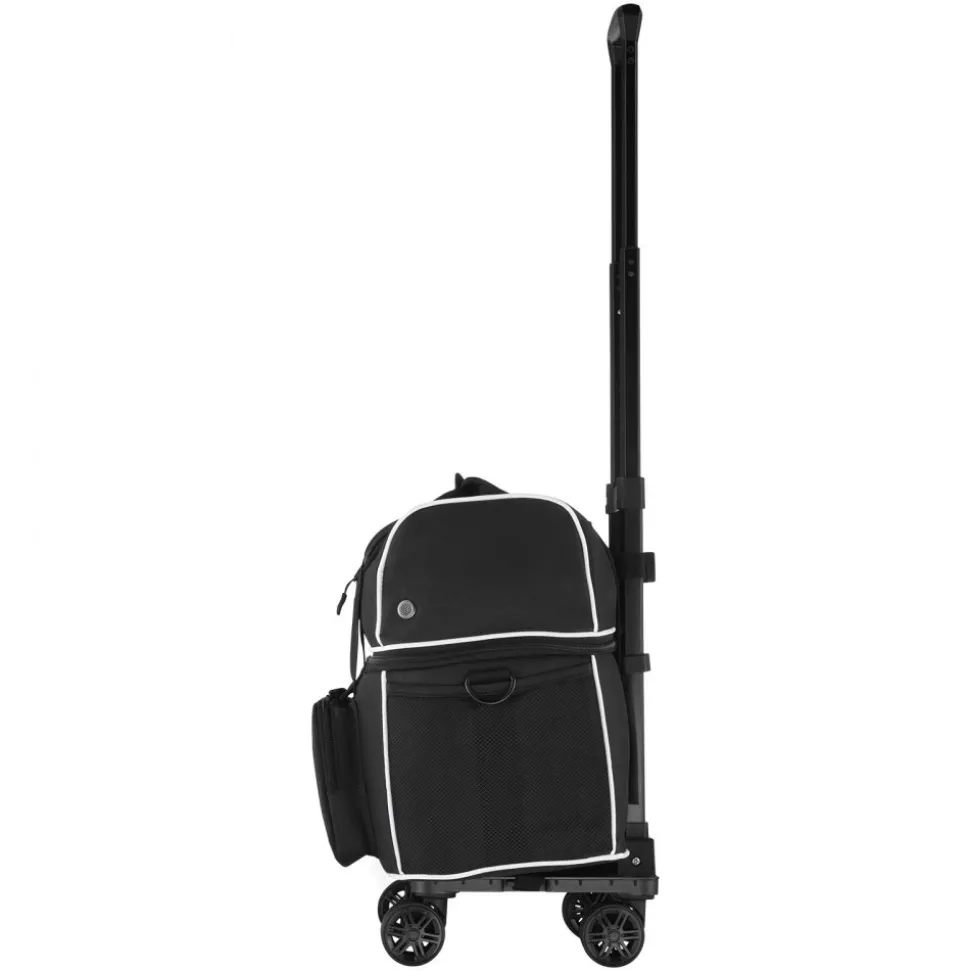 VEVOR Bowling Ball Bag, 2 Ball Four Roller Bowling Bag with Wheels, Featuring a Separate Compartment for Shoes (Up To US Size 16) & Oversized Accessory Pocket, Retractable Handle Extends to 37.4 in
