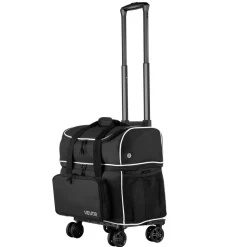 VEVOR Bowling Ball Bag, 2 Ball Four Roller Bowling Bag with Wheels, Featuring a Separate Compartment for Shoes (Up To US Size 16) & Oversized Accessory Pocket, Retractable Handle Extends to 37.4 in