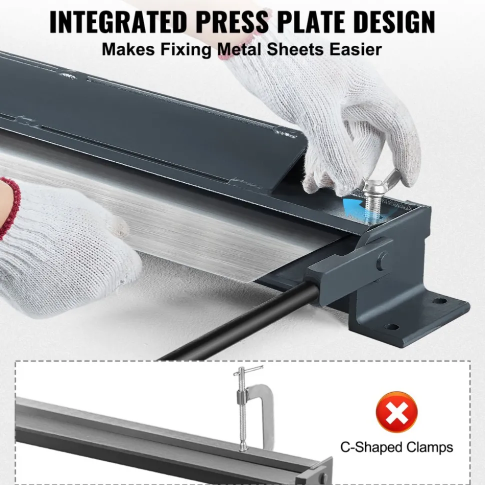 VEVOR Box and Pan Brake, 48-Inch, 0-130 Degrees Sheet Metal Bending Brake, Portable Mini Metal Bender with 20 Gauge Low Carbon Steel 14 Gauge Aluminum Capacity Power Handle, for Metal Bending