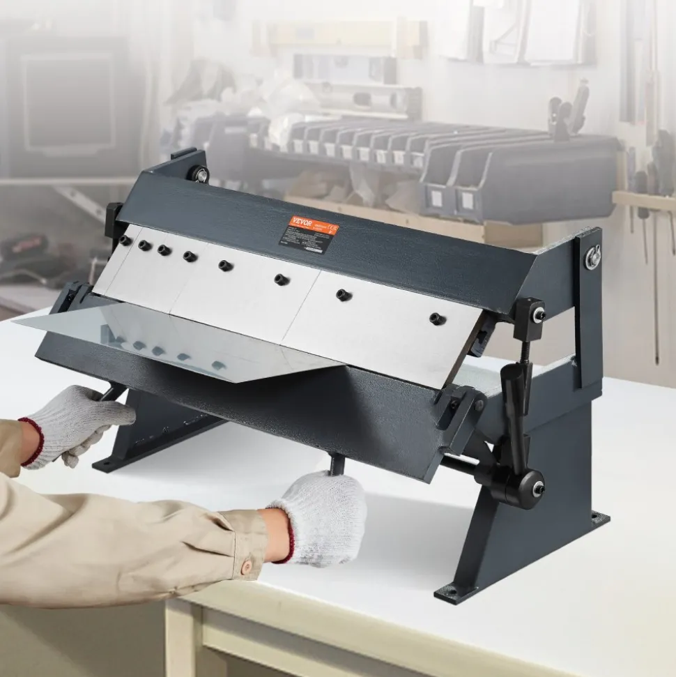 VEVOR Box and Pan Brake, 24-Inch, 0-130 Degrees Sheet Metal Bending Brake, Portable Metal Bender with 20 Gauge Low Carbon Steel 14 Gauge Aluminum Capacity, 5 Adjustable Fingers for Metal Bending