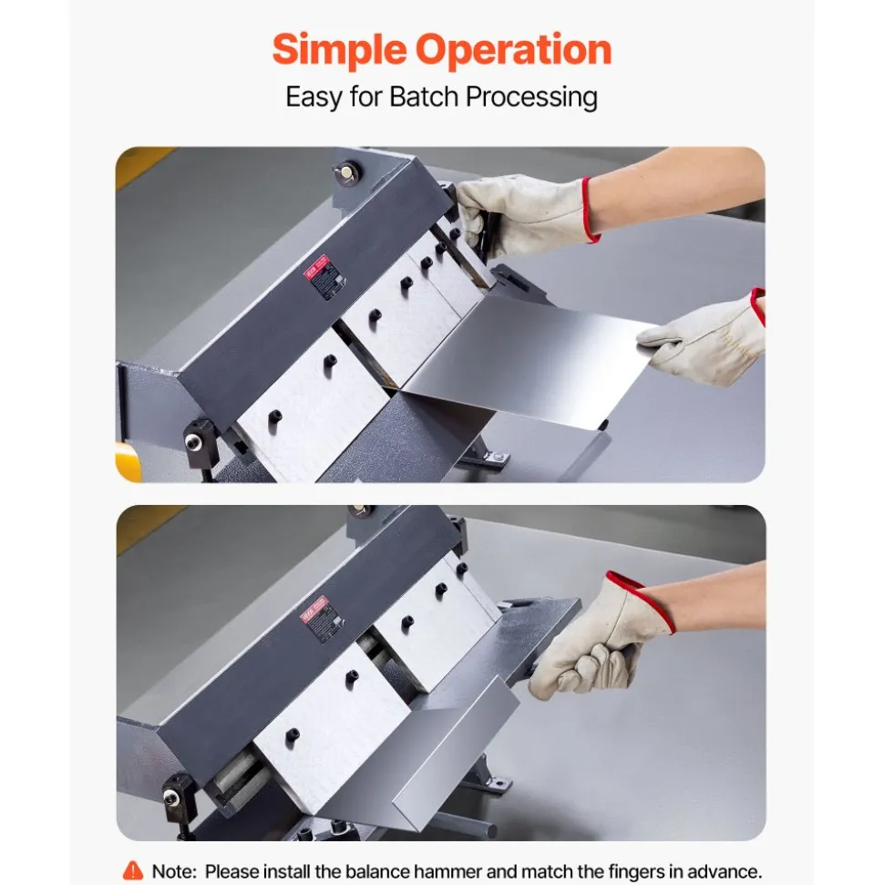 VEVOR Box and Pan Brake, 24 in Sheet Metal Bending Brake,16-Gauge Mild Steel Capacity, 0-135 Degree Adjustable, Metal Bender Machine with 5 Fingers, Heavy-Duty Aluminum Folder for Precise Bending