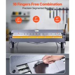 VEVOR Box and Pan Brake, 48 in Sheet Metal Bending Brake,16-Gauge Mild Steel Capacity, 0-135 Degree Adjustable, Metal Bender Machine with 16 Fingers, Heavy-Duty Aluminum Folder for Precise Bending