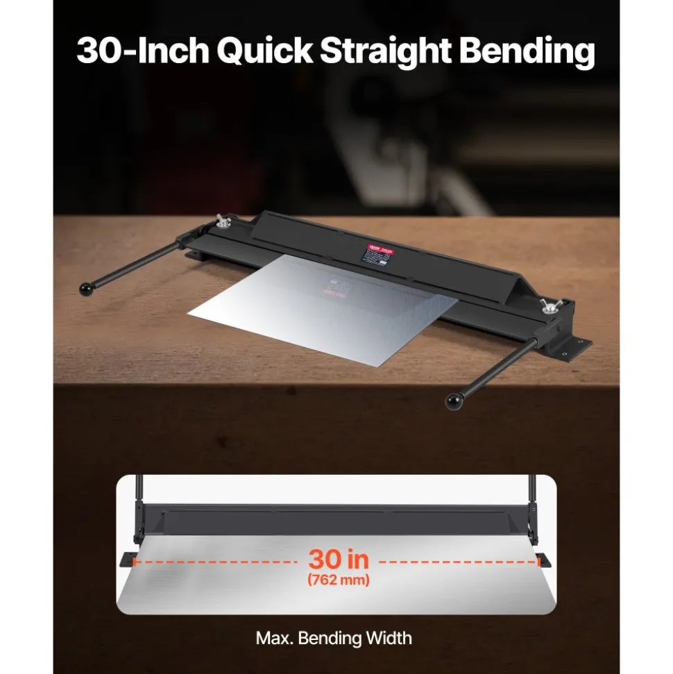 VEVOR Box and Pan Brake, 30 in Sheet Metal Bending Brake, 18-Gauge Capacity, 0-135 Degree Adjustable, Metal Bender Machine, No Wobbling, Heavy-Duty Aluminum Folder for Precise Batch Bending