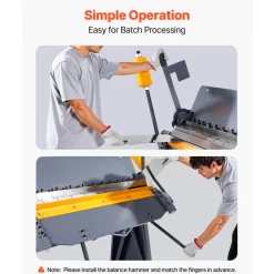 VEVOR Box and Pan Brake, 48 in Sheet Metal Bending Brake, 12-Gauge Mild Steel Capacity, 0-135 Degree Adjustable, Metal Bender Machine with 8 Fingers, Heavy-Duty Aluminum Folder for Precise Bending