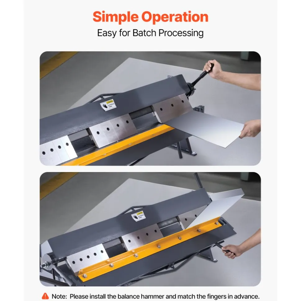 VEVOR Box and Pan Brake, 50 in Sheet Metal Bending Brake,16-Gauge Mild Steel Capacity, 0-135 Degree Adjustable, Metal Bender Machine with 16 Fingers, Heavy-Duty Aluminum Folder for Precise Bending