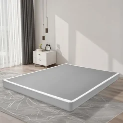 VEVOR Box Spring, Queen Size Bed Frame with Washable Fabric Cloth, Heavy Duty Metal Frame for Queen Bed, 4 in Mattress Foundation, 3500 lbs Max Weight Capacity, Easy Assembly, 79.1 L x 59.4 W x 4 H in