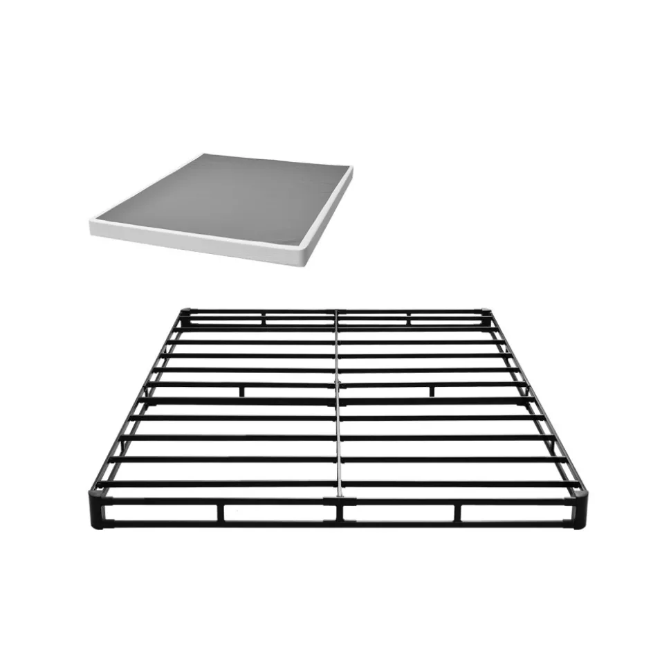 VEVOR Box Spring, Queen Size Bed Frame with Washable Fabric Cloth, Heavy Duty Metal Frame for Queen Bed, 4 in Mattress Foundation, 3500 lbs Max Weight Capacity, Easy Assembly, 79.1 L x 59.4 W x 4 H in