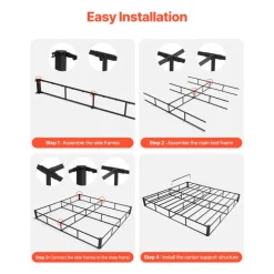 VEVOR Box Spring, Queen Size Bed Frame with Washable Fabric Cloth, Heavy Duty Metal Frame for Queen Bed, 4 in Mattress Foundation, 3500 lbs Max Weight Capacity, Easy Assembly, 79.1 L x 59.4 W x 4 H in