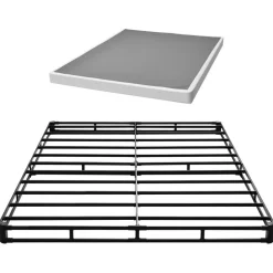 VEVOR Box Spring, Queen Size Bed Frame with Washable Fabric Cloth, Heavy Duty Metal Frame for Queen Bed, 4 in Mattress Foundation, 3500 lbs Max Weight Capacity, Easy Assembly, 79.1 L x 59.4 W x 4 H in