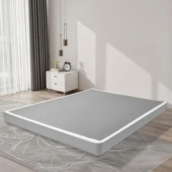 VEVOR Box Spring, Queen Size Bed Frame with Washable Fabric Cloth, Heavy Duty Metal Frame for Queen Bed, 4 in Mattress Foundation, 3500 lbs Max Weight Capacity, Easy Assembly, 79.1 L x 59.4 W x 4 H in