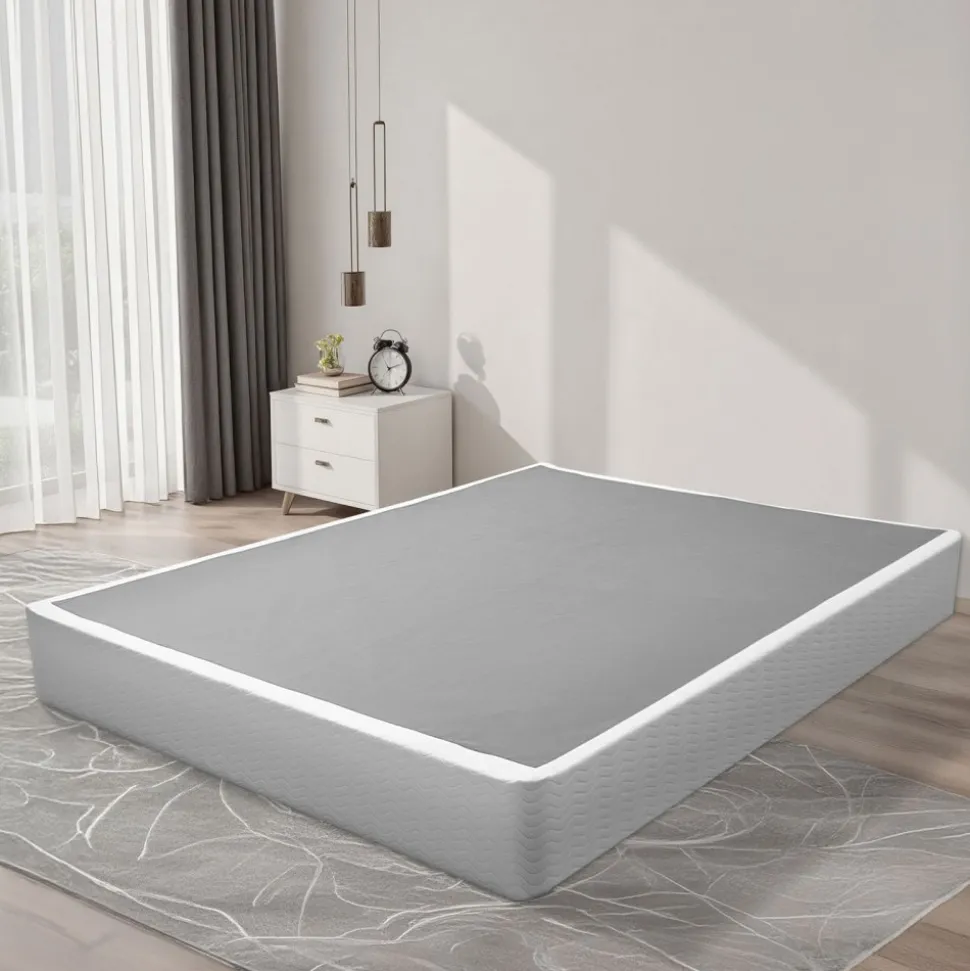 VEVOR Box Spring, Queen Size Bed Frame with Washable Fabric Cloth, Heavy Duty Metal Frame for Queen Bed, 9.1 in Mattress Foundation, 3500 lbs Max Weight Capacity, Easy Assembly, 79.1 x 59.6 x 9.1 in