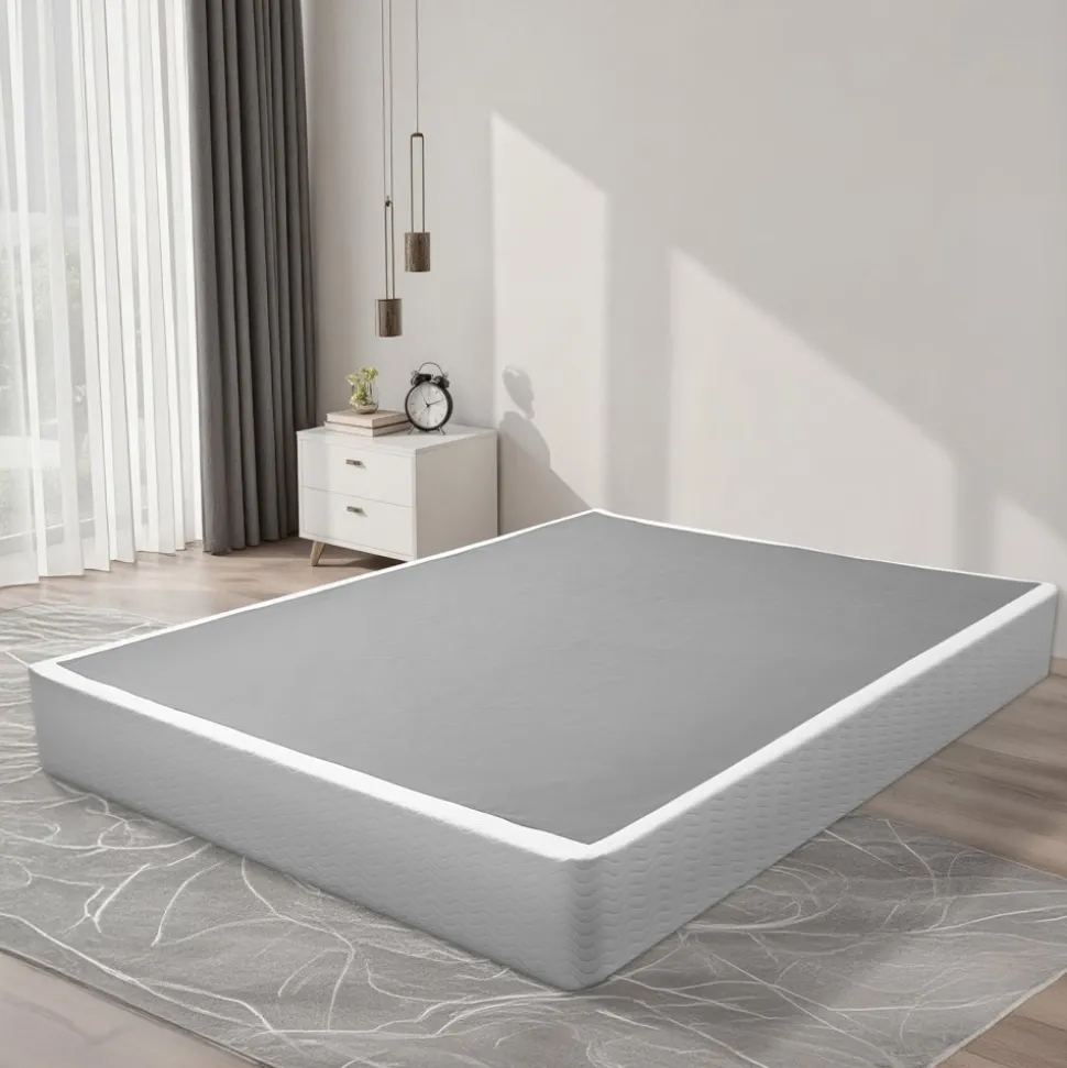 VEVOR Box Spring, Queen Size Bed Frame with Washable Fabric Cloth, Heavy Duty Metal Frame for Queen Bed, 5.1 in Mattress Foundation, 3500 lbs Max Weight Capacity, Easy Assembly, 79.1 x 59.6 x 5.1 in