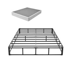 VEVOR Box Spring, Queen Size Bed Frame with Washable Fabric Cloth, Heavy Duty Metal Frame for Queen Bed, 5.1 in Mattress Foundation, 3500 lbs Max Weight Capacity, Easy Assembly, 79.1 x 59.6 x 5.1 in
