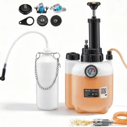 VEVOR Brake Bleeder Kit, 3L Manual Brake Fluid Bleeding Kit with 1L Waste Bottle & 5 Master Cylinder Adapters, One-Person Professional Brake Fluid Pressure Bleeder for Most Vehicles