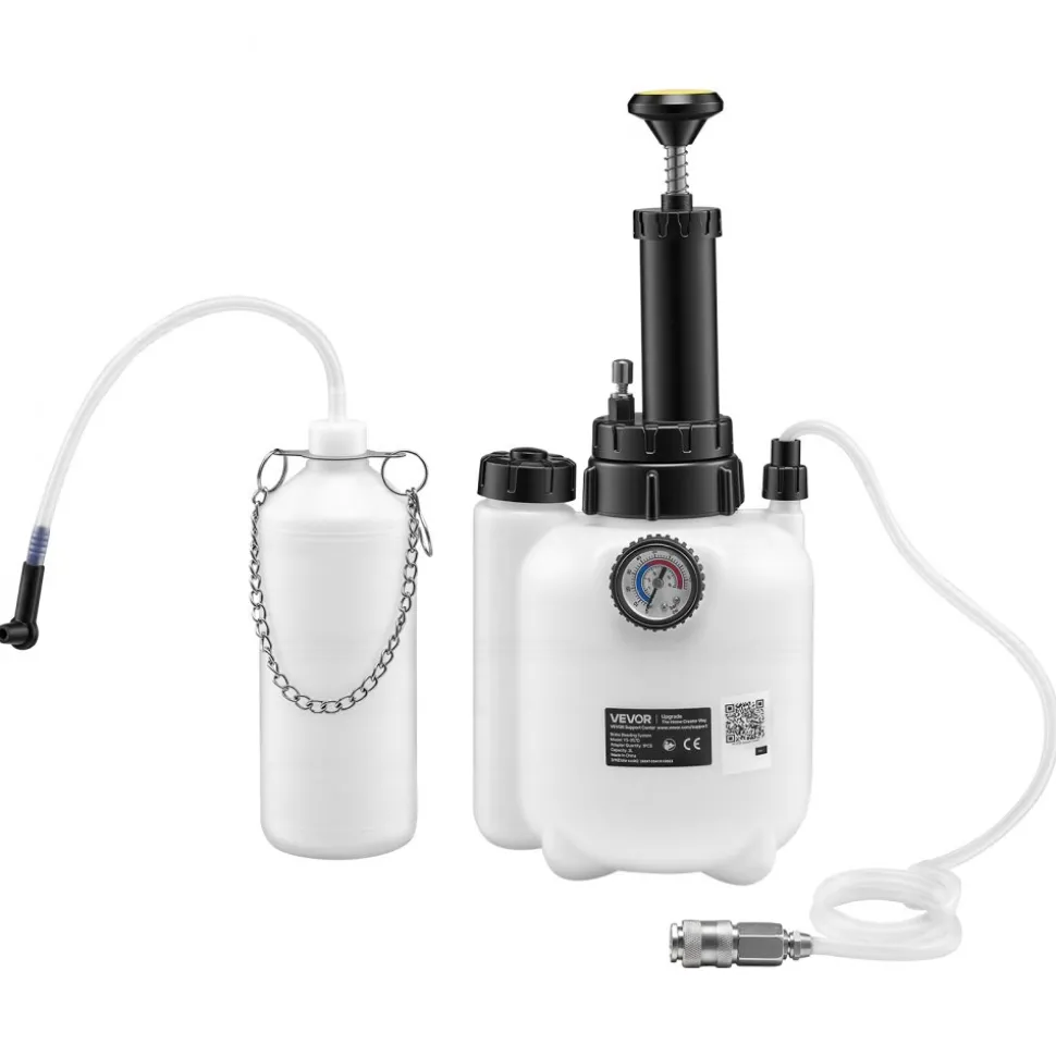 VEVOR Brake Bleeder Kit, 3L Manual Brake Fluid Bleeding Kit with 1L Waste Bottle & 5 Master Cylinder Adapters, One-Person Professional Brake Fluid Pressure Bleeder for Most Vehicles