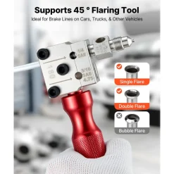 VEVOR Brake Line Flaring Tool Kit, 45° Single & Double Flare Tool for 3/16", 1/4" Copper Tubing - with 2 Forming Dies, Deburring Tool & Toolbox for Automotive Brake Hydraulic Line Repair
