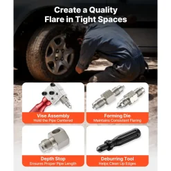 VEVOR Brake Line Flaring Tool Kit, 45° Single & Double Flare Tool for 3/16