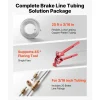VEVOR 3/16" Brake Line Repair Kit, 45° Single Brake Line Flaring Tool Kit, 25FT Copper-Coated Brake Line with 20 Fittings & 2 Unions, 3-in-1 Tube Bender (1/4", 5/16", 3/8"), Tube Cutter Included