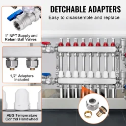 VEVOR 8-Branch Radiant Heat Manifold, 1/2