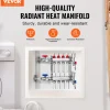 VEVOR 4-Branch Radiant Heat Manifold, 1/2" PEX Tubing Manifold, Stainless Steel PEX Manifold for Hydronic Radiant Floor Heating, Radiant Heat PEX Manifold Kit with 1/2" Adapters Included