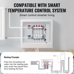 VEVOR 4-Branch Radiant Heat Manifold, 1/2