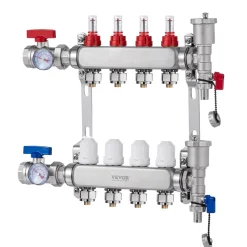 VEVOR 4-Branch Radiant Heat Manifold, 1/2