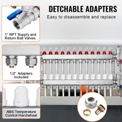 VEVOR 12-Branch Radiant Heat Manifold, 1/2