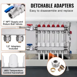 VEVOR 6-Branch Radiant Heat Manifold, 1/2