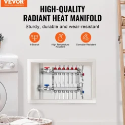 VEVOR 6-Branch Radiant Heat Manifold, 1/2