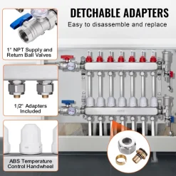 VEVOR 7-Branch Radiant Heat Manifold, 1/2