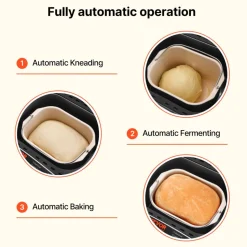 VEVOR Bread Maker, 19-in-1 2LB Dough Machine, Nonstick Ceramic Pan Automatic Breadmaker with Gluten Free Setting, Whole Wheat Bread Making, Digital, Programmable, 3 Loaf Sizes, 3 Crust Colors