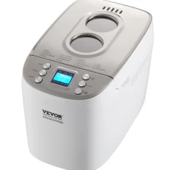 VEVOR Bread Maker, 15-in-1 3LB Dough Machine, Nonstick Ceramic Pan Automatic Breadmaker with Gluten Free Setting, Whole Wheat Bread Making, Digital, Programmable, 3 Loaf Sizes, 3 Crust Colors, White