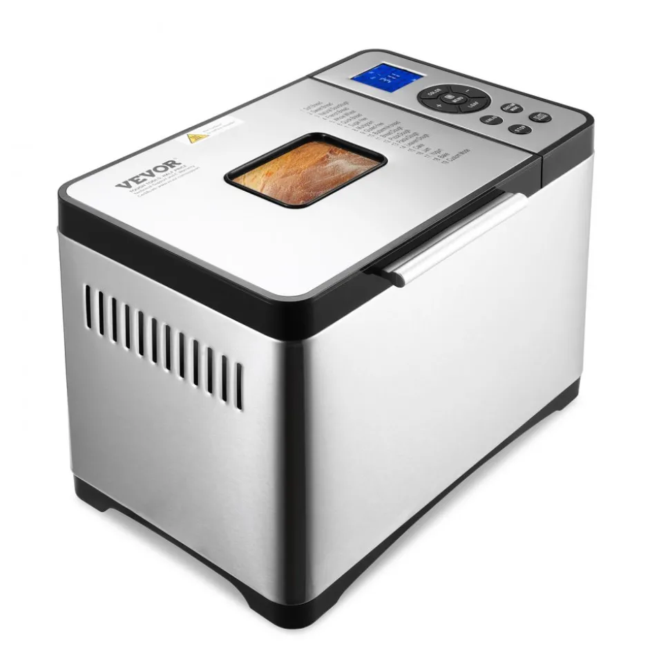 VEVOR Bread Maker, 19-in-1 2LB Dough Machine, Nonstick Ceramic Pan Automatic Breadmaker with Gluten Free Setting, Whole Wheat Bread Making, Digital, Programmable, 3 Loaf Sizes, 3 Crust Colors