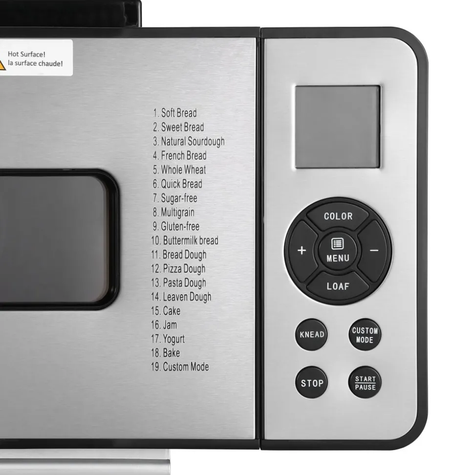 VEVOR Bread Maker, 19-in-1 2LB Dough Machine, Nonstick Ceramic Pan Automatic Breadmaker with Gluten Free Setting, Whole Wheat Bread Making, Digital, Programmable, 3 Loaf Sizes, 3 Crust Colors
