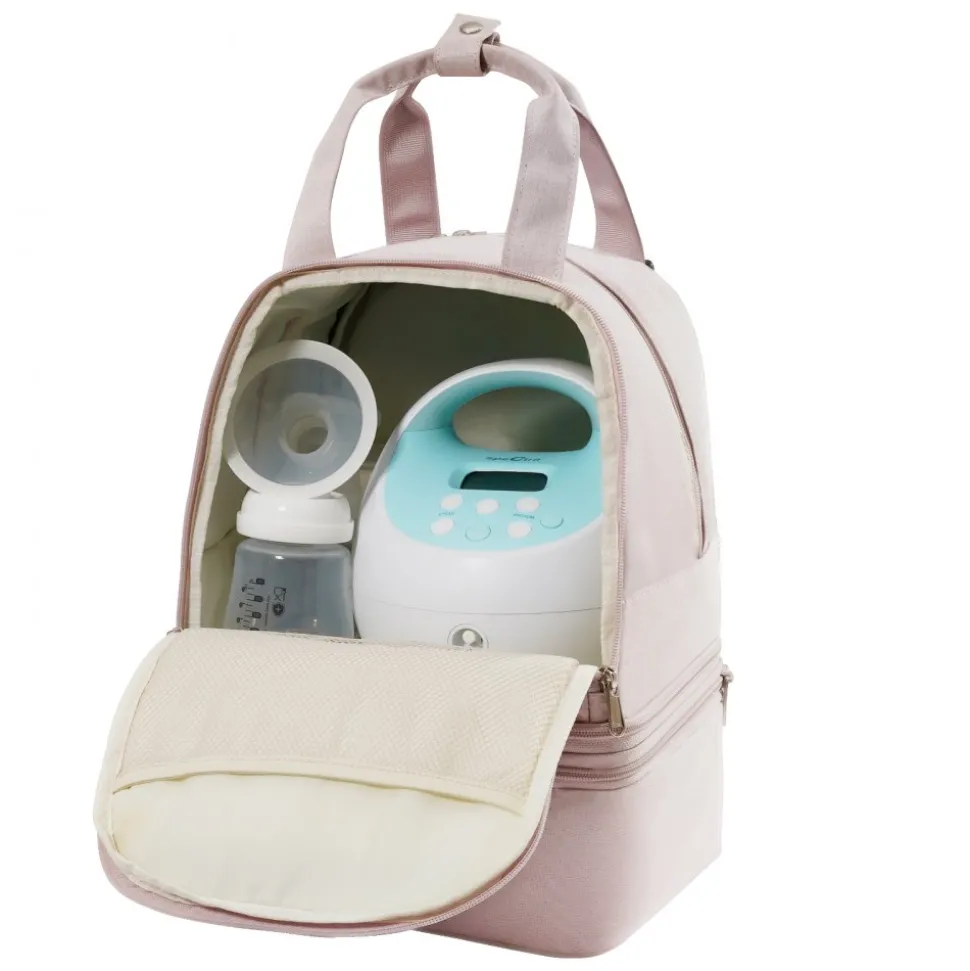 VEVOR Breast Pump Backpack, Breast Feeding Bag with Ice Pack, Fits for S1/S2, Pumping Accessories & Breastmilk Storage, Portable Pump Carrying Case for Work, Travel and Family Use, Light Pink