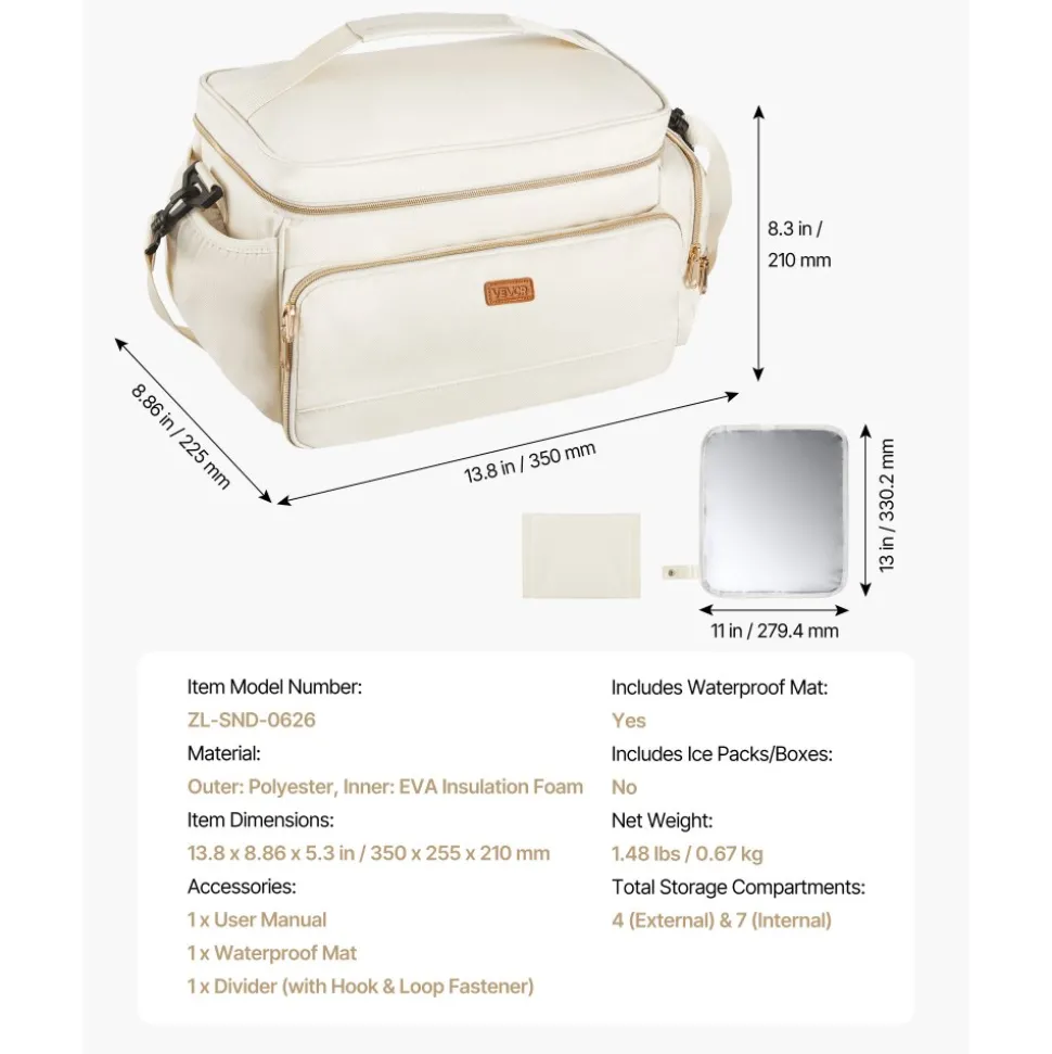 VEVOR Breast Pump Bag, Breast Feeding Bag with Ice Pack, Fits for S1/S2, Pumping Accessories & Breastmilk Storage, Portable Pump Carrying Case for Work, Travel and Family Use, Grey