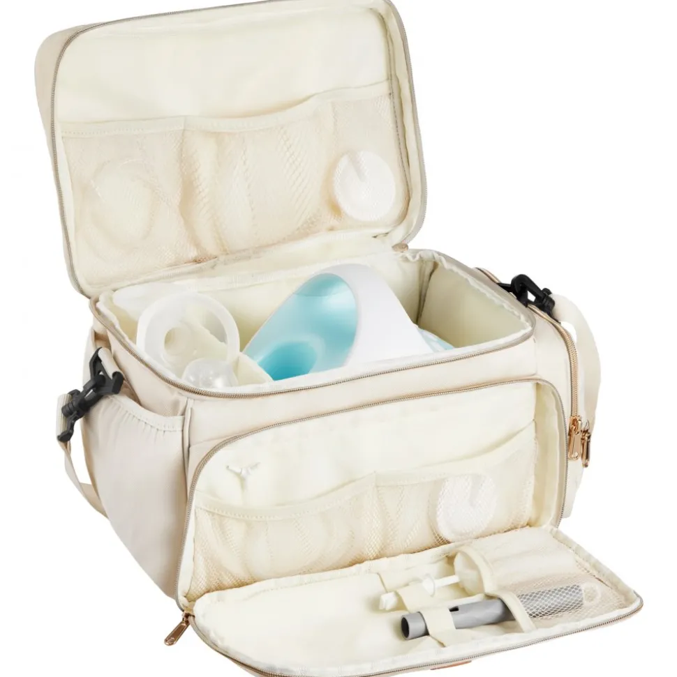 VEVOR Breast Pump Bag, Breast Feeding Bag with Ice Pack, Fits for S1/S2, Pumping Accessories & Breastmilk Storage, Portable Pump Carrying Case for Work, Travel and Family Use, Grey
