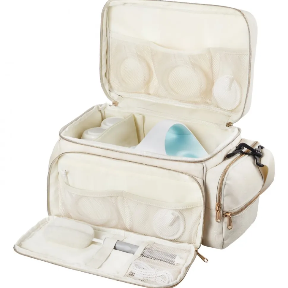 VEVOR Breast Pump Bag, Breast Feeding Bag with Ice Pack, Fits for S1/S2, Pumping Accessories & Breastmilk Storage, Portable Pump Carrying Case for Work, Travel and Family Use, Grey