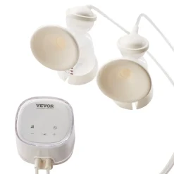 VEVOR Breast Pump, Double Electric Breast Pumps, 4 Modes & 16 Levels, 300mmHg Strong Suction, 2800mAH Rechargeable Anti-Backflow Breastfeeding Pump with LED Display, 18/21mm Inserts, 24/28mm Flanges