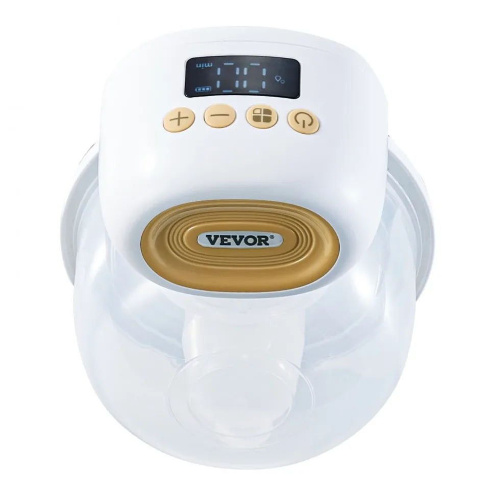 VEVOR Breast Pump, Wearable Electric Breast Pumps Hands Free, 4 Mode & 12 Levels, 300mmHg Strong Suction, Ultra-Quiet Rechargeable Portable Breastfeeding Pump with LED Display, 24mm Insert/28mm Flange