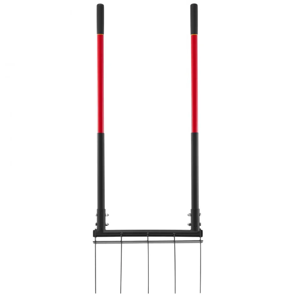VEVOR Broad Fork, 5-Tine Pitchfork with Dual Fiberglass Handles, Heavy Duty Garden Fork , Ergonomic U-Shaped Design Broadfork Hand Tiller, Gardening Tool for Composting Transplanting Aeration