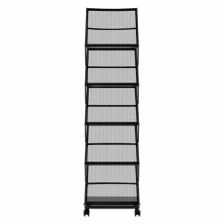 VEVOR Brochure Display Rack, Foldable 5 Pockets Magazine Literature Display Stand, Movable Floor Standing Magazine Rack with Wheels, Metal Newspaper Catalog Holders for Shop Exhibitions Office Show