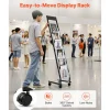VEVOR Brochure Display Rack, Narrow 6-Tier Magazine Literature Display Stand with Wheels, Metal Floor Standing Magazine Rack, Movable Newspaper Catalog Holders for Shop Exhibitions Office (6 Pockets)