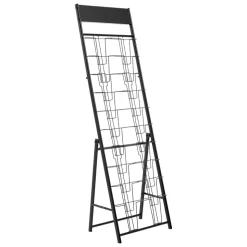 VEVOR Brochure Display Rack, 20 Pockets Magazine Literature Display Stand, Portable Floor Standing Magazine Rack, Metal Newspaper Catalog Holders for Shop, Exhibitions, Office, Trade Show, Black