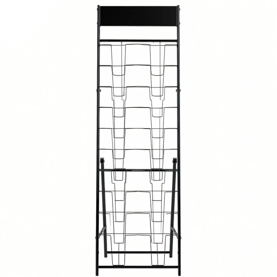 VEVOR Brochure Display Rack, 20 Pockets Magazine Literature Display Stand, Portable Floor Standing Magazine Rack, Metal Newspaper Catalog Holders for Shop, Exhibitions, Office, Trade Show, Black